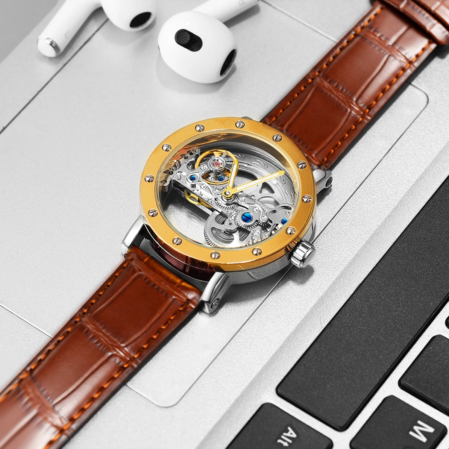 Horvantis® – Luxury Skeleton Tourbillon Mechanical Watch | Automatic, Luminous, Waterproof, Leather Strap, Elegant Style