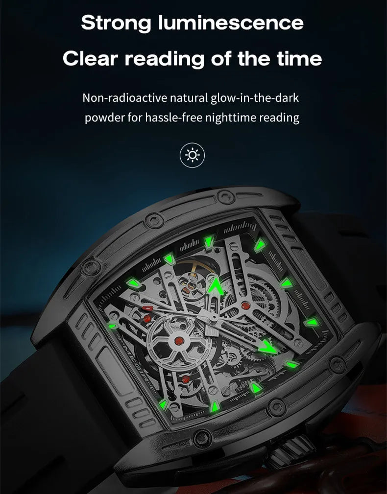 Machronis® – Sport Automatic Mechanical Watch for Men | Big Dial, Luminous, Waterproof, Luxury Silicone Strap