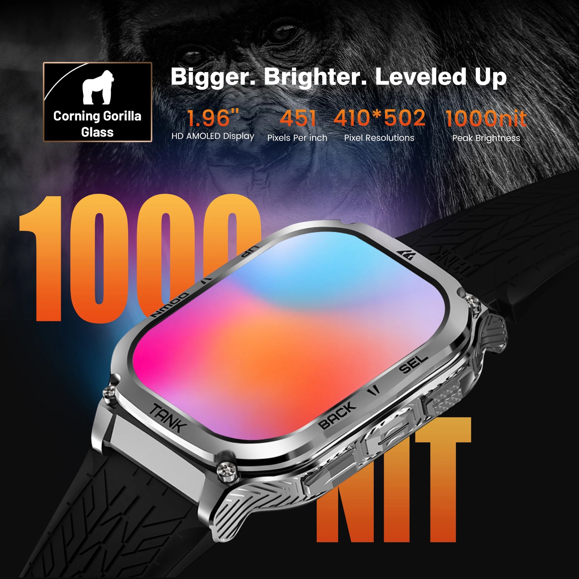 Ironvault® – Rugged Smartwatch with AMOLED AOD | Fitness Tracker, Bluetooth Call, 480mAh Battery, Waterproof (Men & Women)