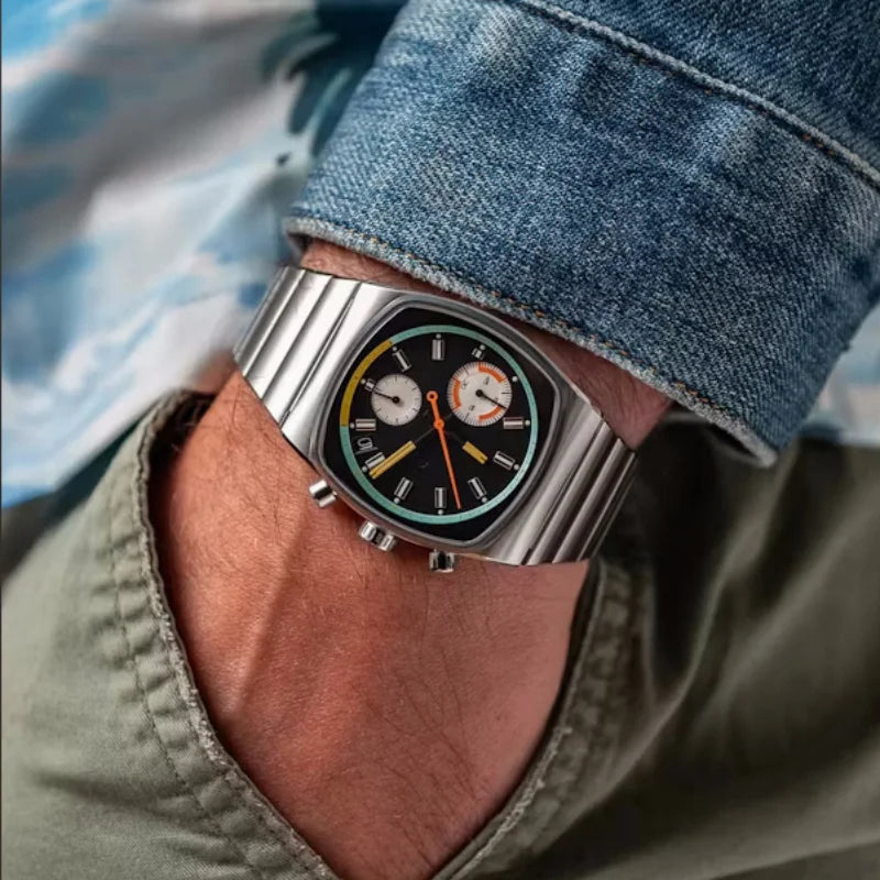 Chronovex® – High-End Wormhole Concept Watch for Men | Fashion Square Large Dial, Futuristic Sports Design