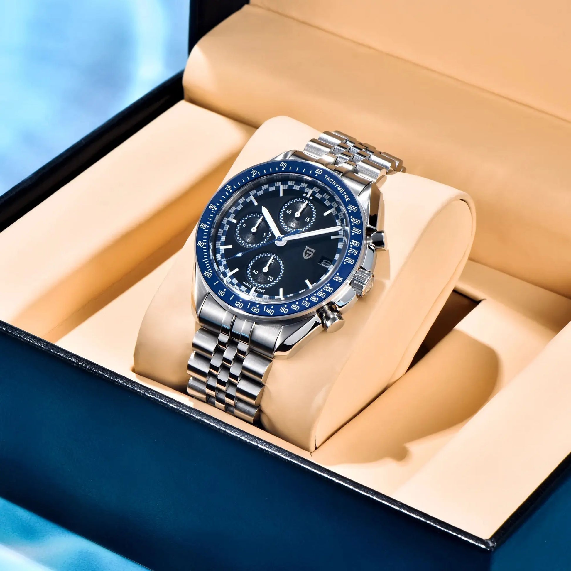Pagaro Style® – Racing Chronograph Sport Quartz Men’s Watch, Japan VK67 Movement, AR Sapphire Crystal
