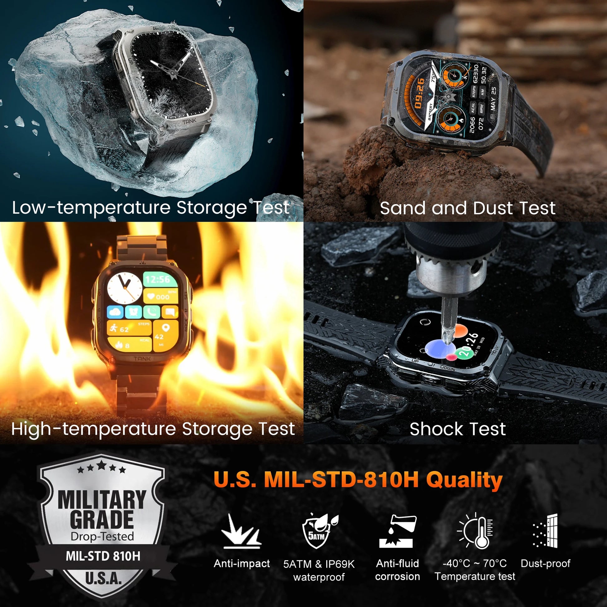 Ironvault® – Rugged Smartwatch with AMOLED AOD | Fitness Tracker, Bluetooth Call, 480mAh Battery, Waterproof (Men & Women)