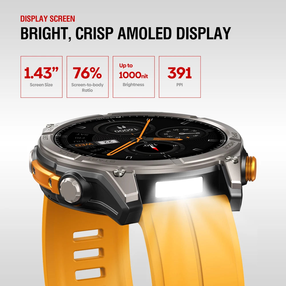 Nexaro® – OrbitX 4 | 6-Satellite Smart GPS Watch with AMOLED Screen & Voice Calling