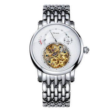 🍃 Velmior® – Skeleton Automatic Watch for Men | Sapphire Glass, Power Reserve Display, Flywheel Mechanical Design