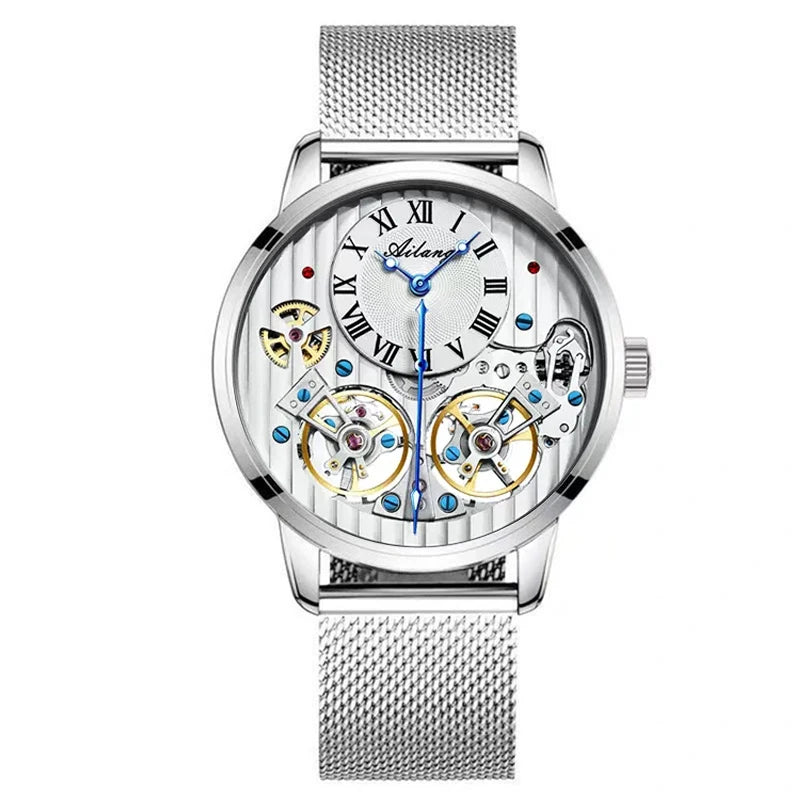 Dravonne® – Men's Double Tourbillon Mechanical Watch | Flying Automatic Movement, Leather Strap, Waterproof Luxury Timepiece