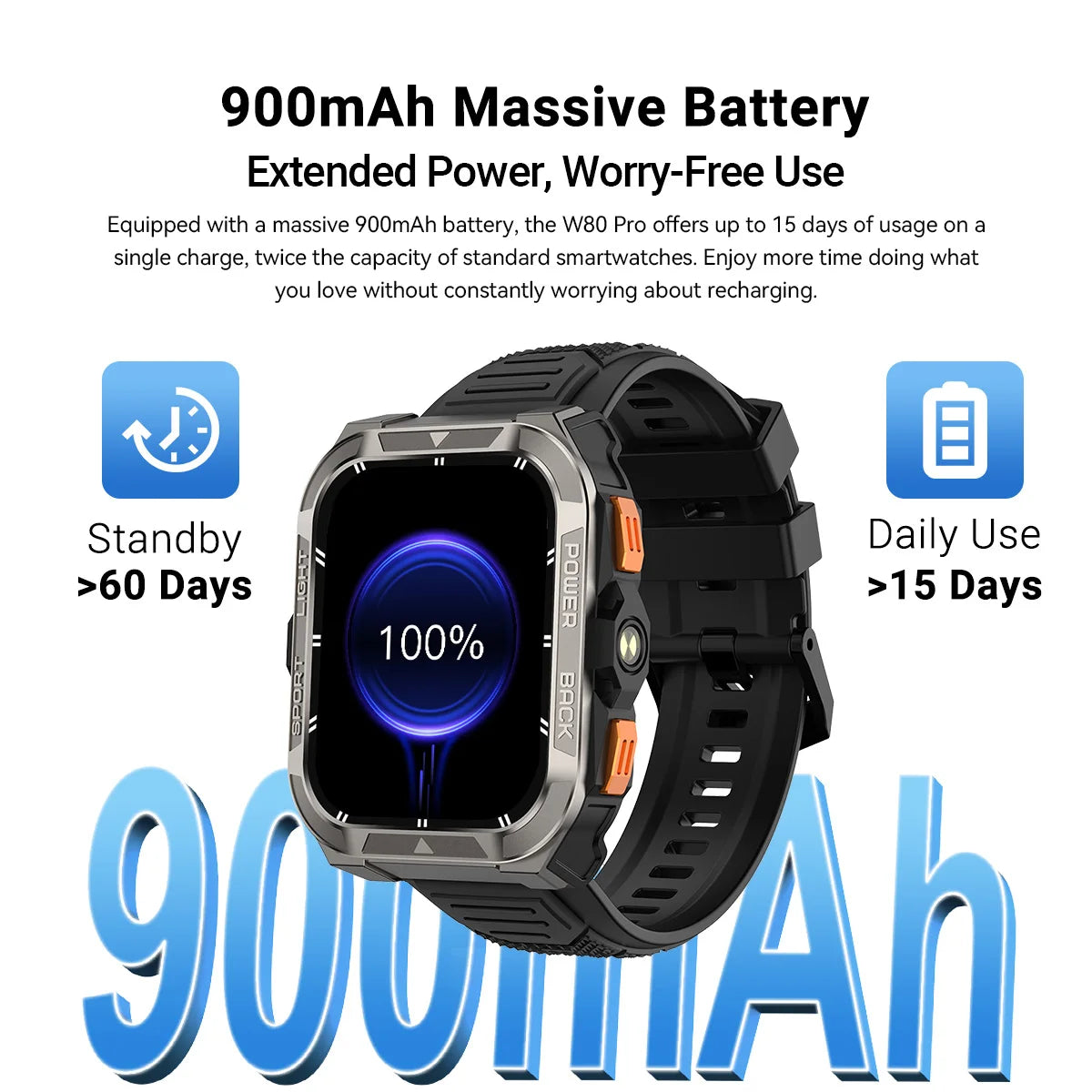Trailcore® – Rugged Outdoor Smartwatch | GPS Positioning, 1.91" Display, 900mAh Battery, Built-in Flashlight