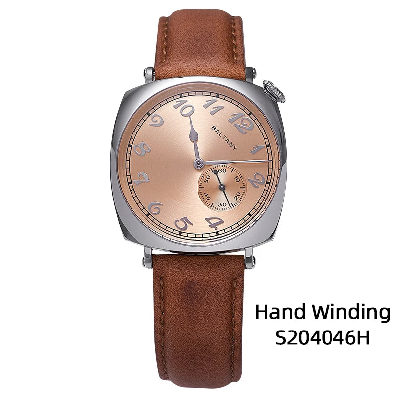 Morvéra® – Cadré 1921 | Vintage Square Mechanical Watch with Cockeyed Salmon Dial & Seagull 1701 Movement – Art Deco Elegance
