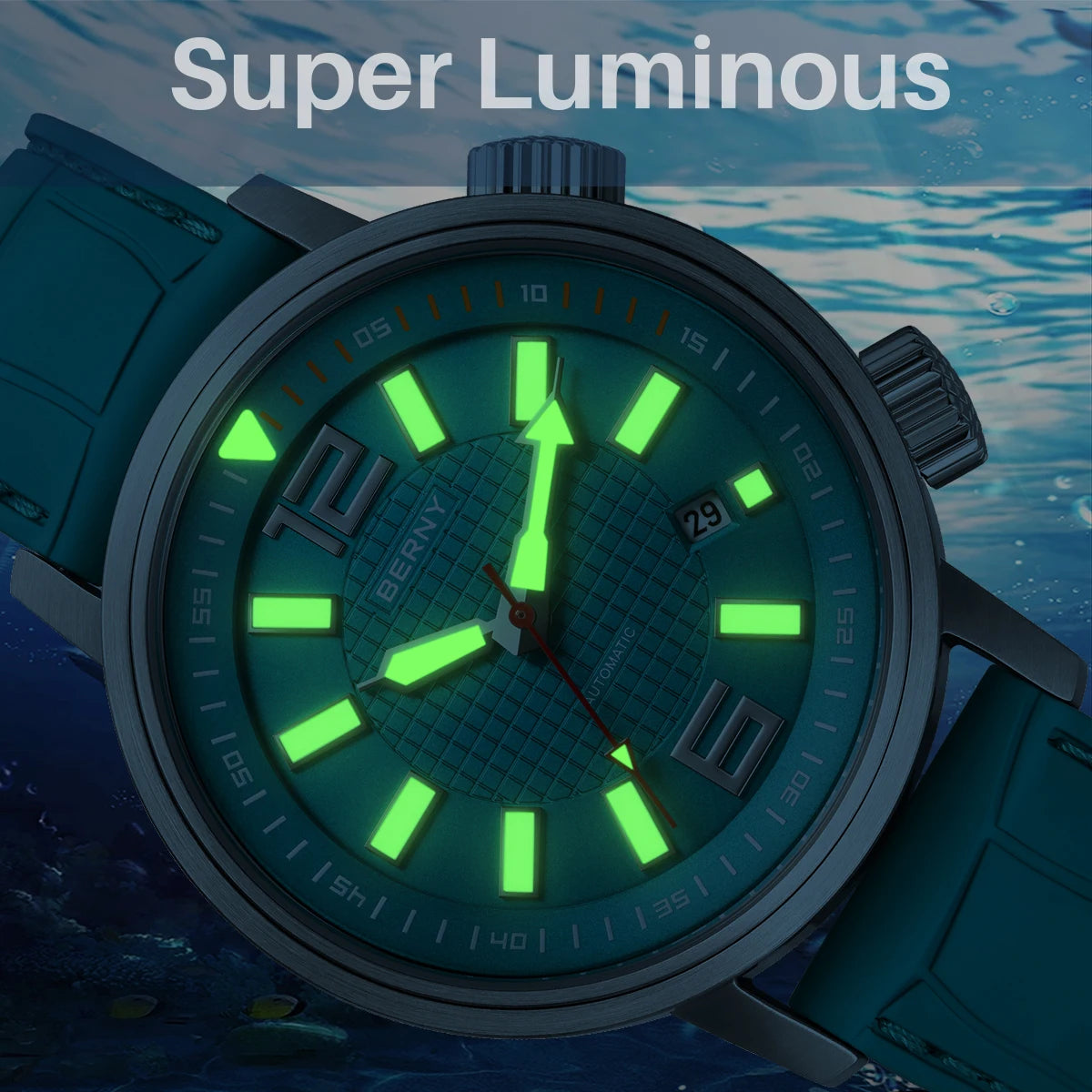 Kharvex® – Deepcore 44 | Automatic Diver Watch with Sapphire Crystal, Fluororubber Strap & 20ATM Water Resistance