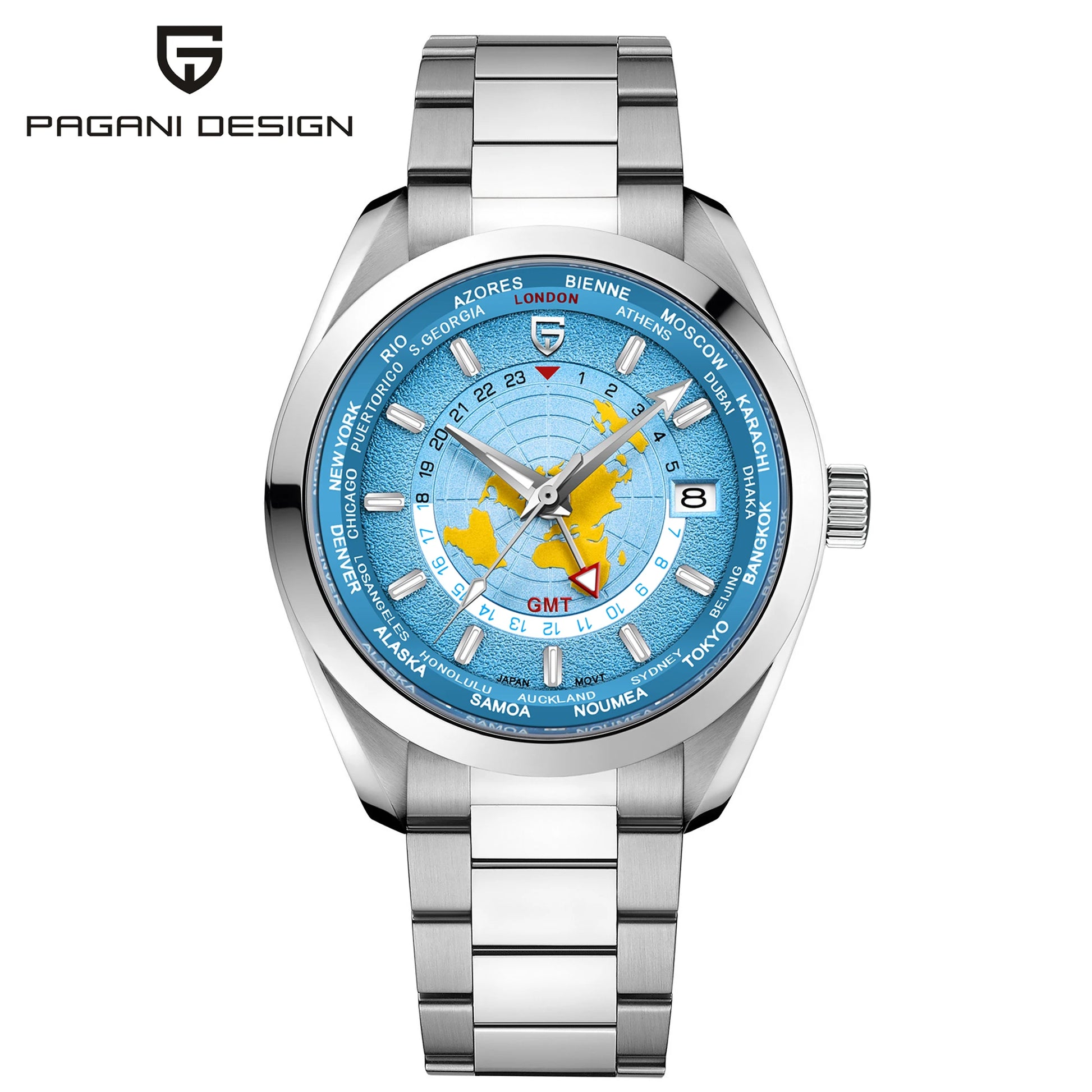 Chronoterra® – World Time GMT Automatic Watch for Men | NH34A Movement, Sapphire Crystal, Mechanical, Waterproof