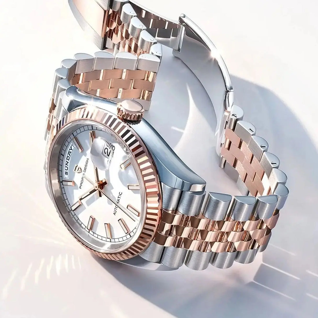 Valverra® – Luxury Enamel Dial Automatic Watch for Men | AR Sapphire Crystal, Classic President Style, Mechanical Movement