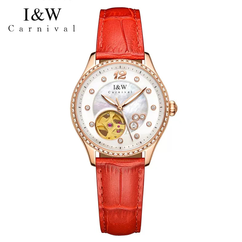 Elisoria® – Skeleton Automatic Watch for Women | MIYOTA Movement, Sapphire Crystal, Leather Strap, Elegant Mechanical Design