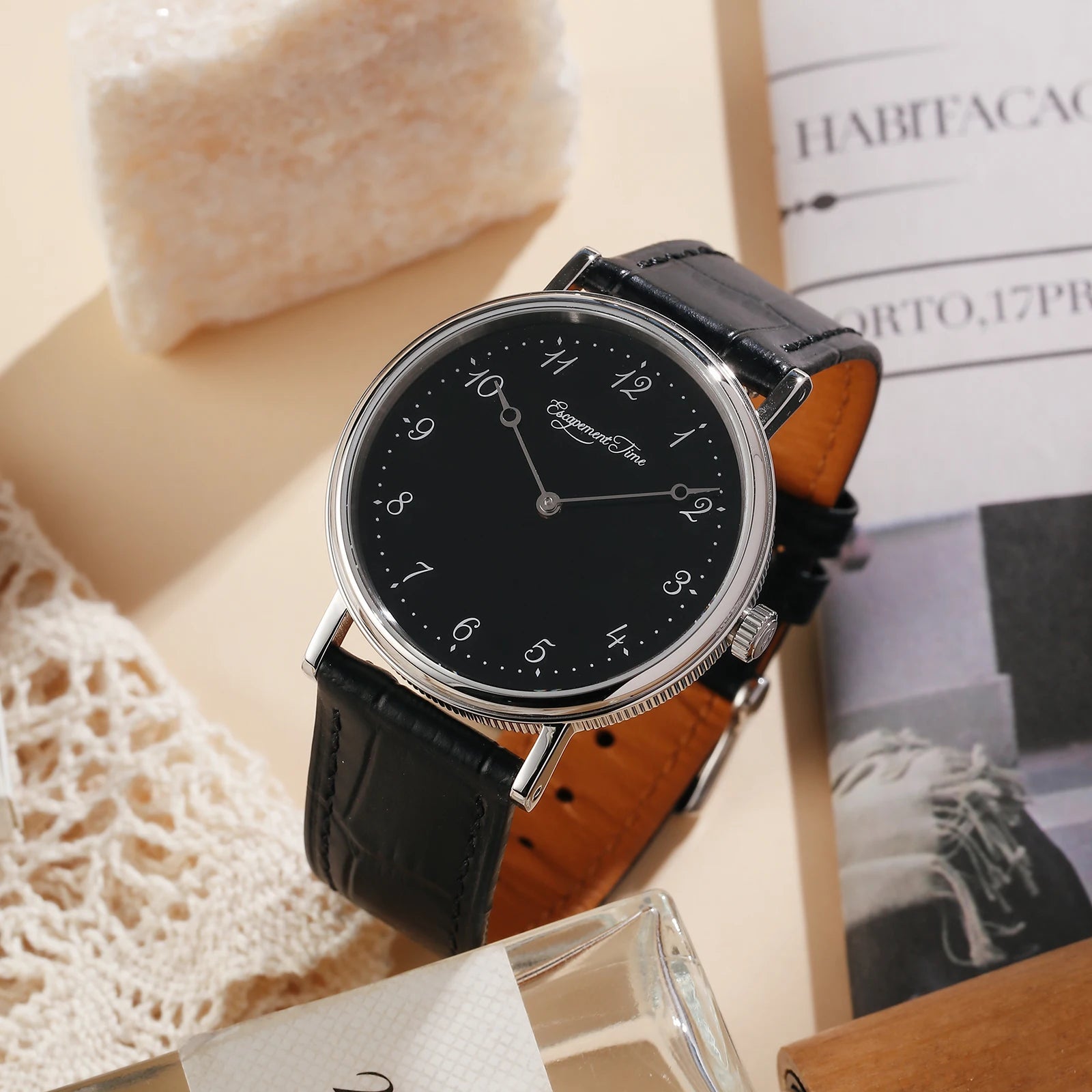 Avennoir® – Blancurel 38 | 38.5mm Quartz Watch with White Enamel Dial, Heat-Blued Hands & 50M Water Resistance
