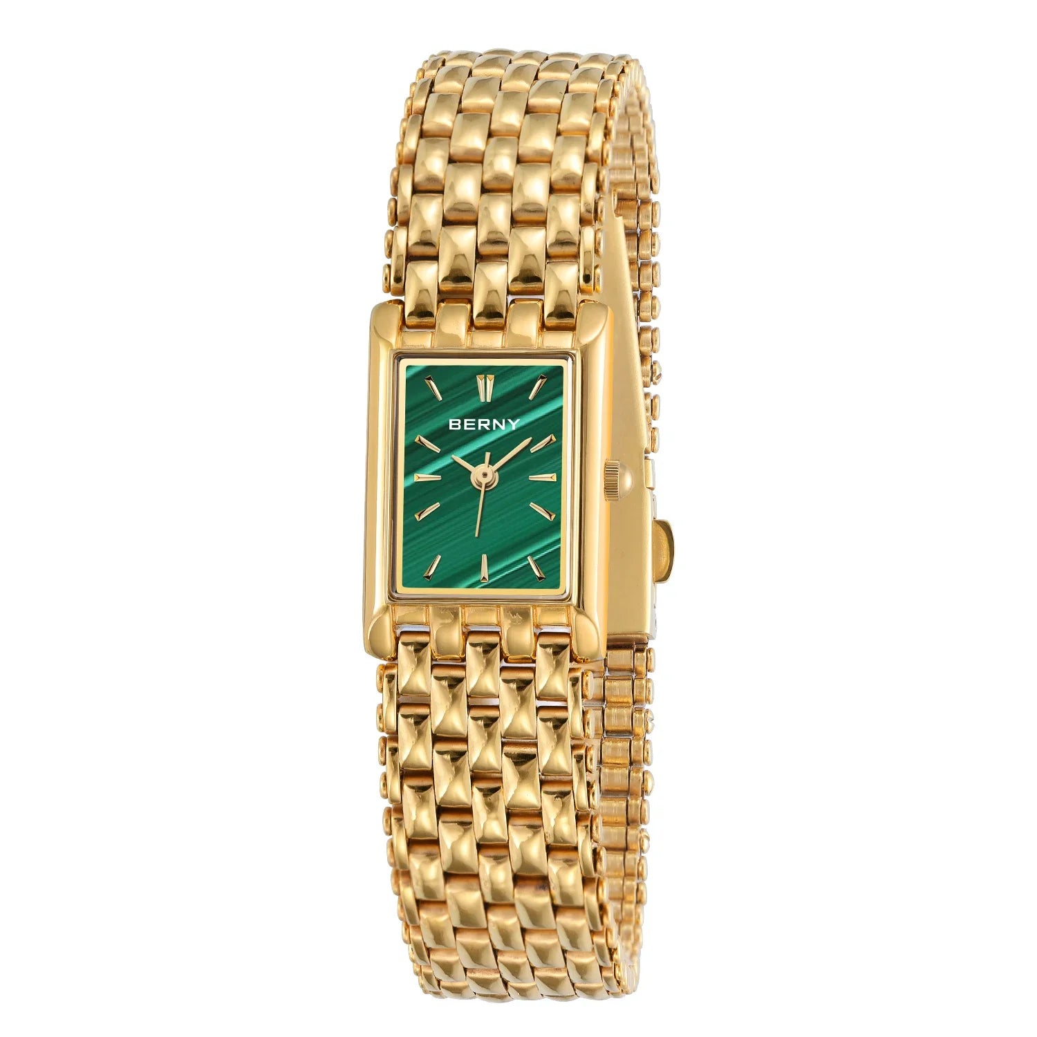 Aurique® – Luxury Gold Square Watch for Women | Stainless Steel, Minimal Quartz Design, Elegant & Fashionable