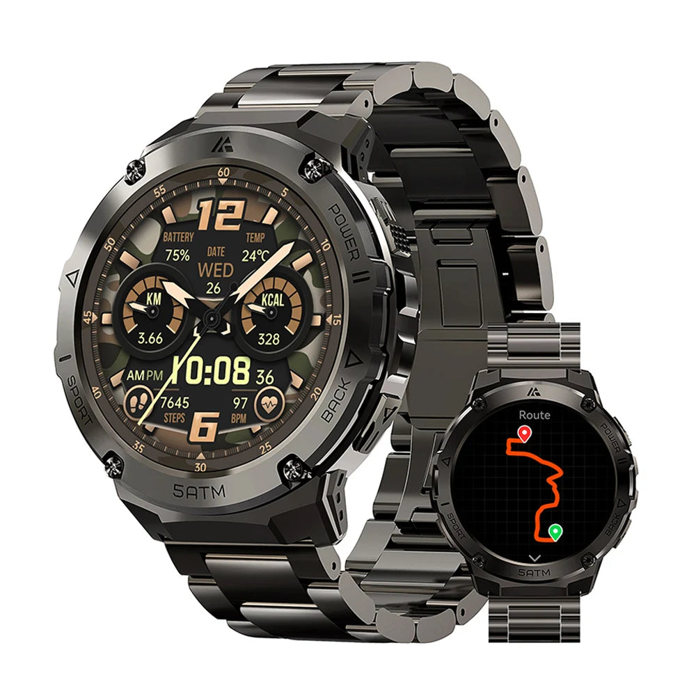 Durovia® – Altiron T3E | Men’s Outdoor GPS Smartwatch with Altimeter, Compass, Stainless Steel Case, AMOLED & IP69K Waterproofing