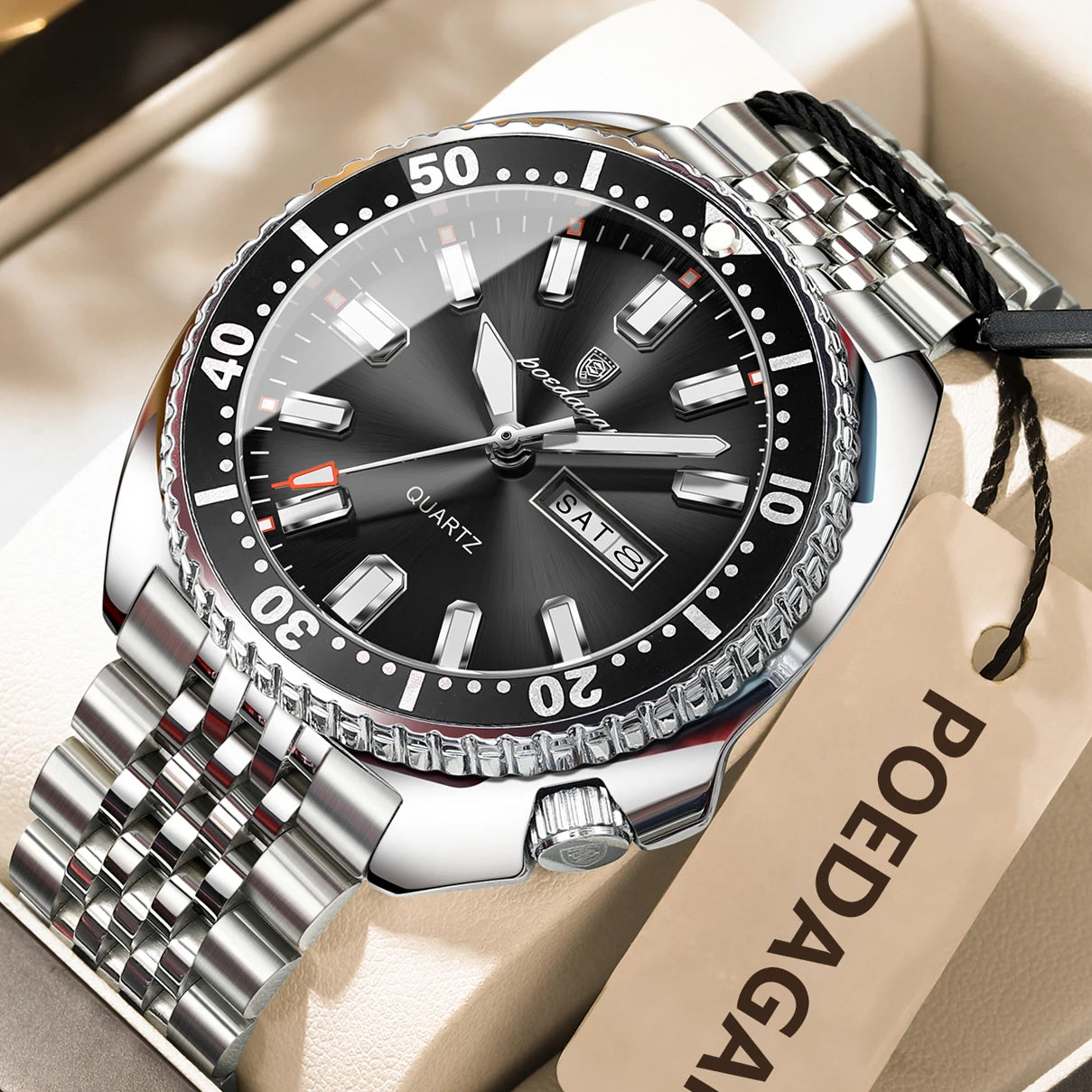 Stelvorn® – Business Sport Quartz Watch for Men | Date & Week Display, Luminous, Waterproof, Stainless Steel