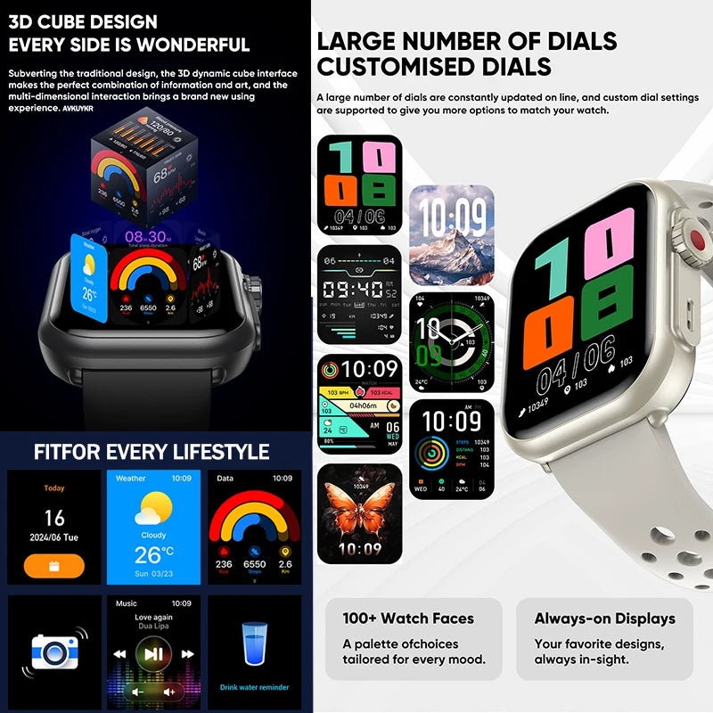 Nexoria® – Unisex Smartwatch with 1.85" AMOLED | Full Touch, Bluetooth Call, IP68 Waterproof, Sleek & Modern Design