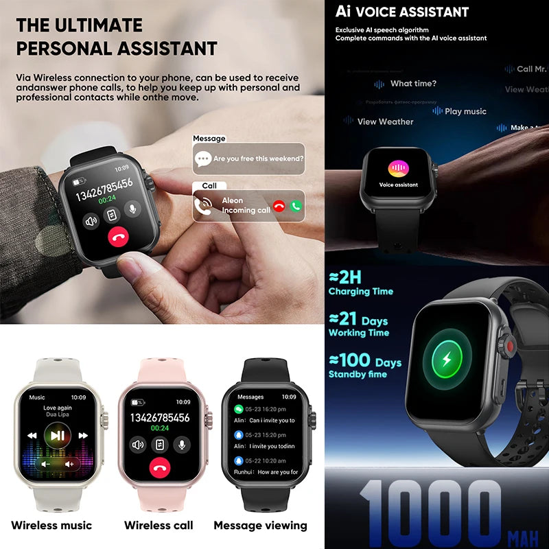 Nexoria® – Unisex Smartwatch with 1.85" AMOLED | Full Touch, Bluetooth Call, IP68 Waterproof, Sleek & Modern Design