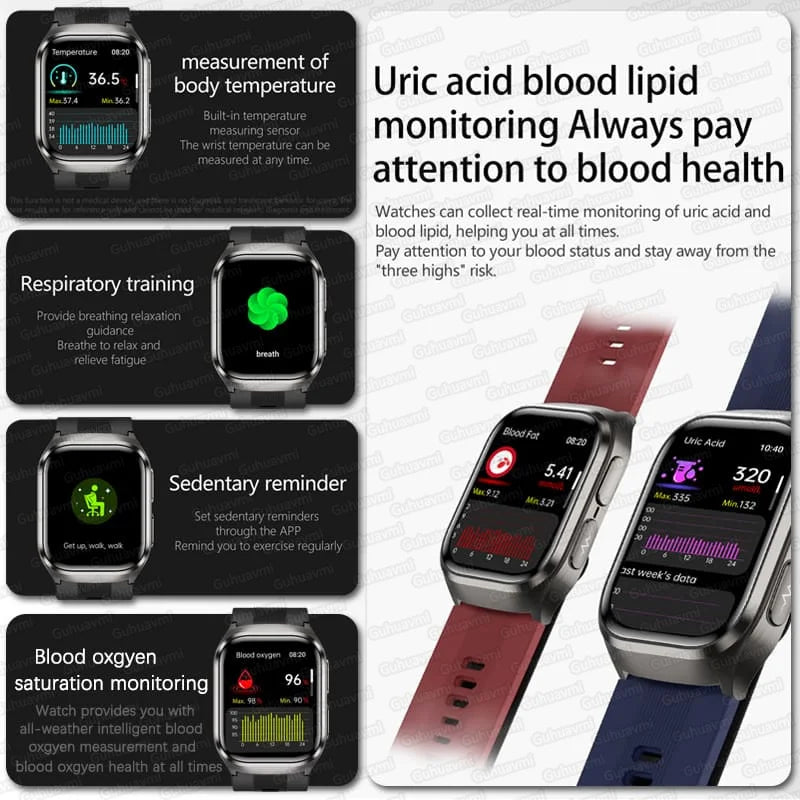 Aurexa® – BioCore X | AI-Driven Health Smartwatch with ECG, Blood Pressure, Lipid, Uric Acid Monitoring, Airbag System & NFC