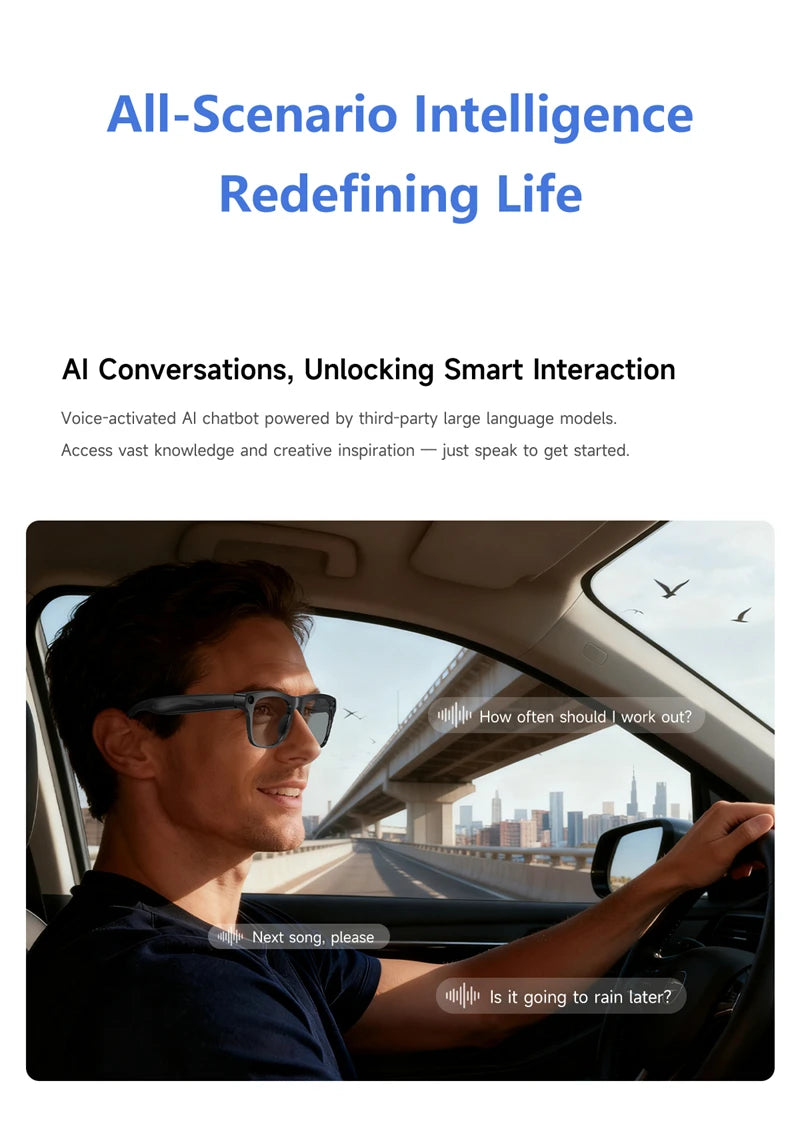 Chromvex® – 4K AI Smart Sunglasses with Camera & Translation | Photochromic Lenses, Bluetooth Calling, Waterproof Design