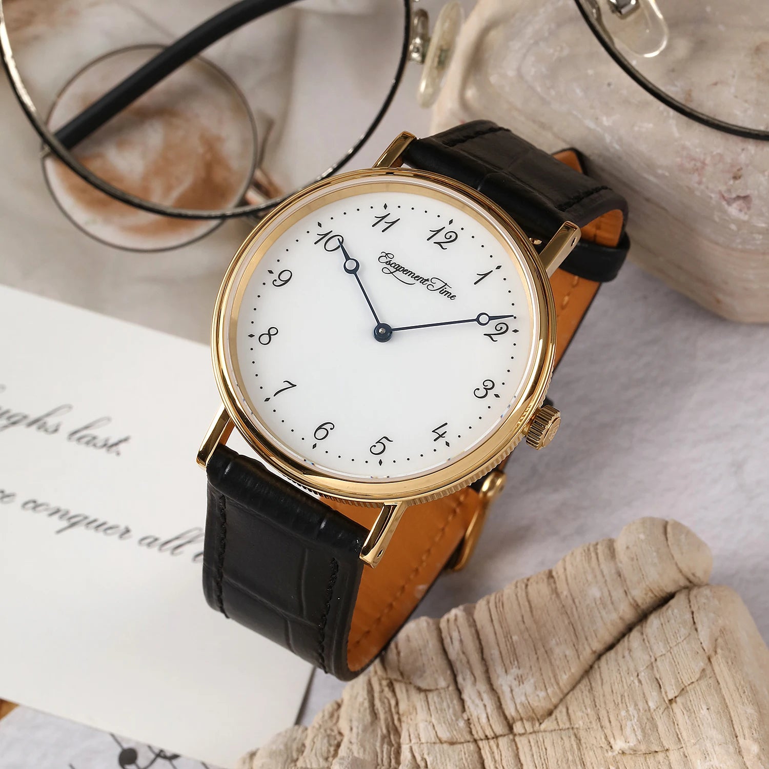 Avennoir® – Blancurel 38 | 38.5mm Quartz Watch with White Enamel Dial, Heat-Blued Hands & 50M Water Resistance