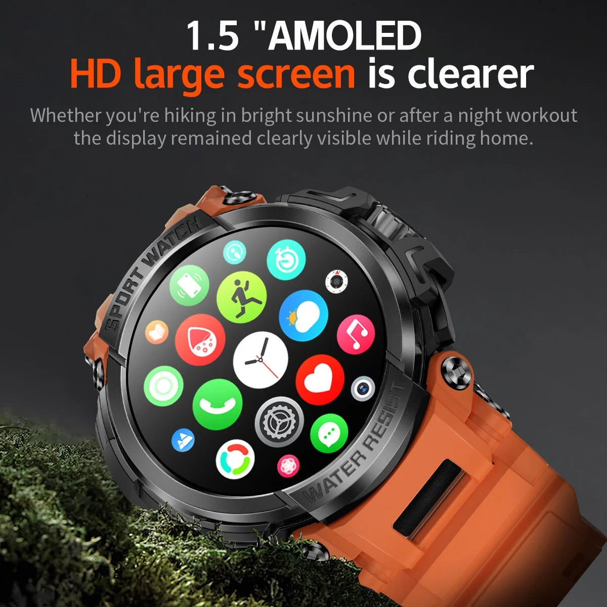 Altigear® – GPS Smartwatch with Compass & Altimeter | 600mAh Battery, AMOLED Display, Bluetooth Call, IP68 Waterproof