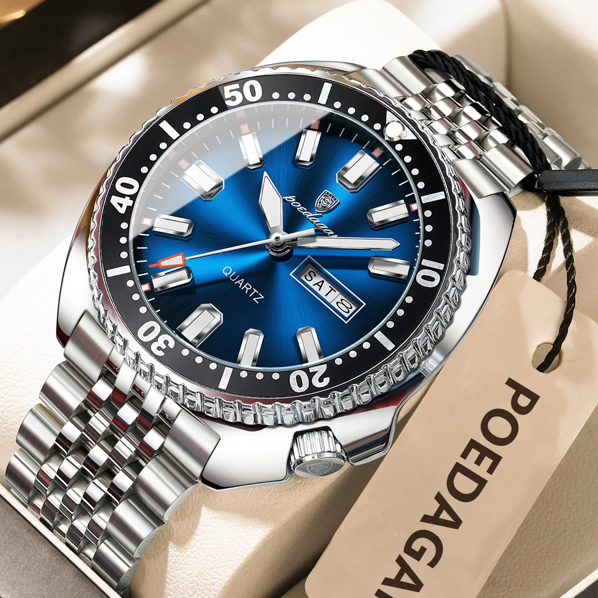 Stelvorn® – Business Sport Quartz Watch for Men | Date & Week Display, Luminous, Waterproof, Stainless Steel