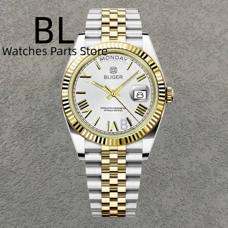 Aurevion® – Luxury Automatic Watch for Men | Miyota 8285 Movement, Sapphire Glass, Classic President Style, Multi-Color Options