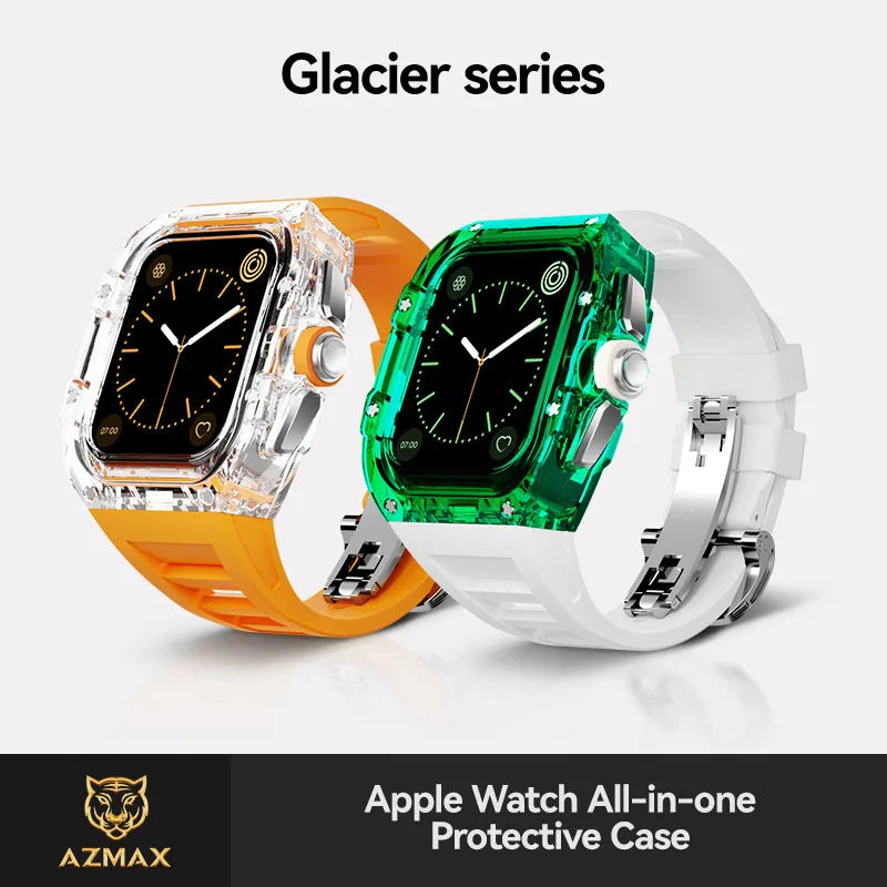 Clearion® – Transparent Case Protector for Smartwatch 45/44MM | Full Cover with Fluororubber Band, Scratch & Shock Resistant