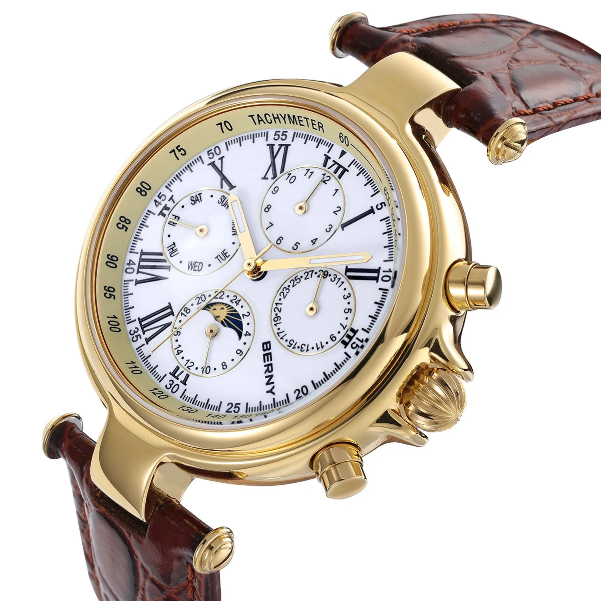 Solunar® – Men's Classic Automatic Watch | Seagull ST1652, Sun & Moon Phase, Luminous Dial, Mechanical Elegance