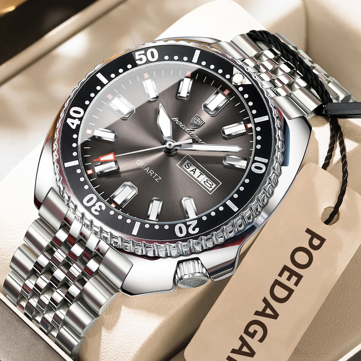 Stelvorn® – Business Sport Quartz Watch for Men | Date & Week Display, Luminous, Waterproof, Stainless Steel