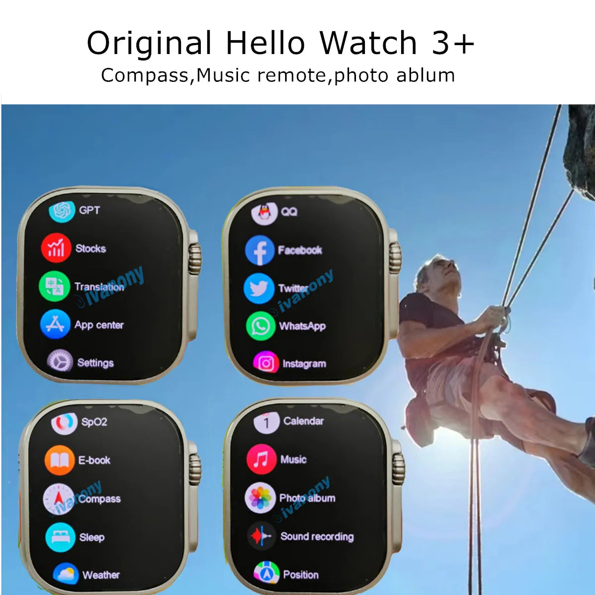 Synvora® – HaloVerse 3U | 49mm AI Smartwatch with ChatGPT, Voice Assistant, App Notifications, Bluetooth Calling & Dual-Core Power