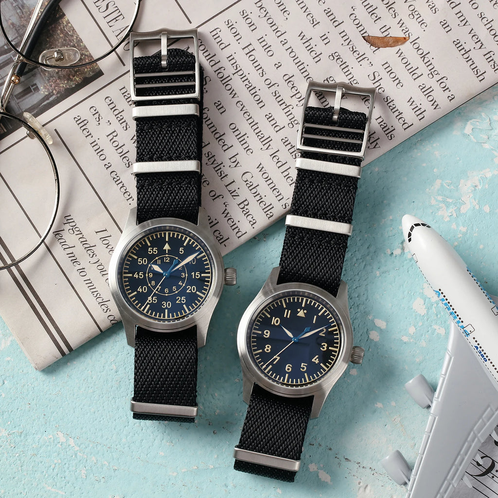 Aeromarq® – Pilot Style VH31 Quartz Watch | 38MM, Sapphire Crystal, Type-A/B Dial, 100M Waterproof