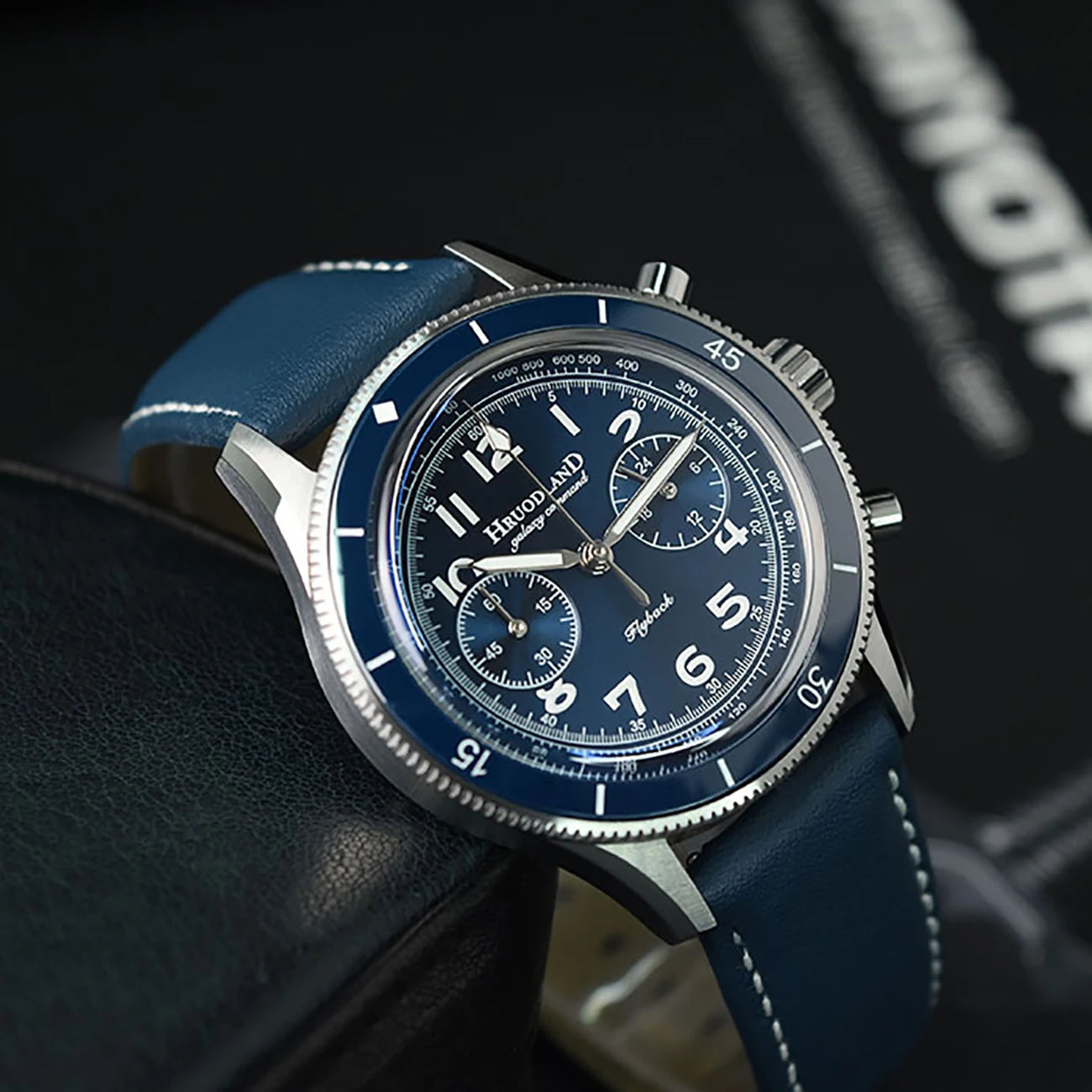 NightValor® – Men's VK64 Quartz Chronograph | 40mm, Luminous Dial, 100m Waterproof, Leather Strap, Stainless Steel