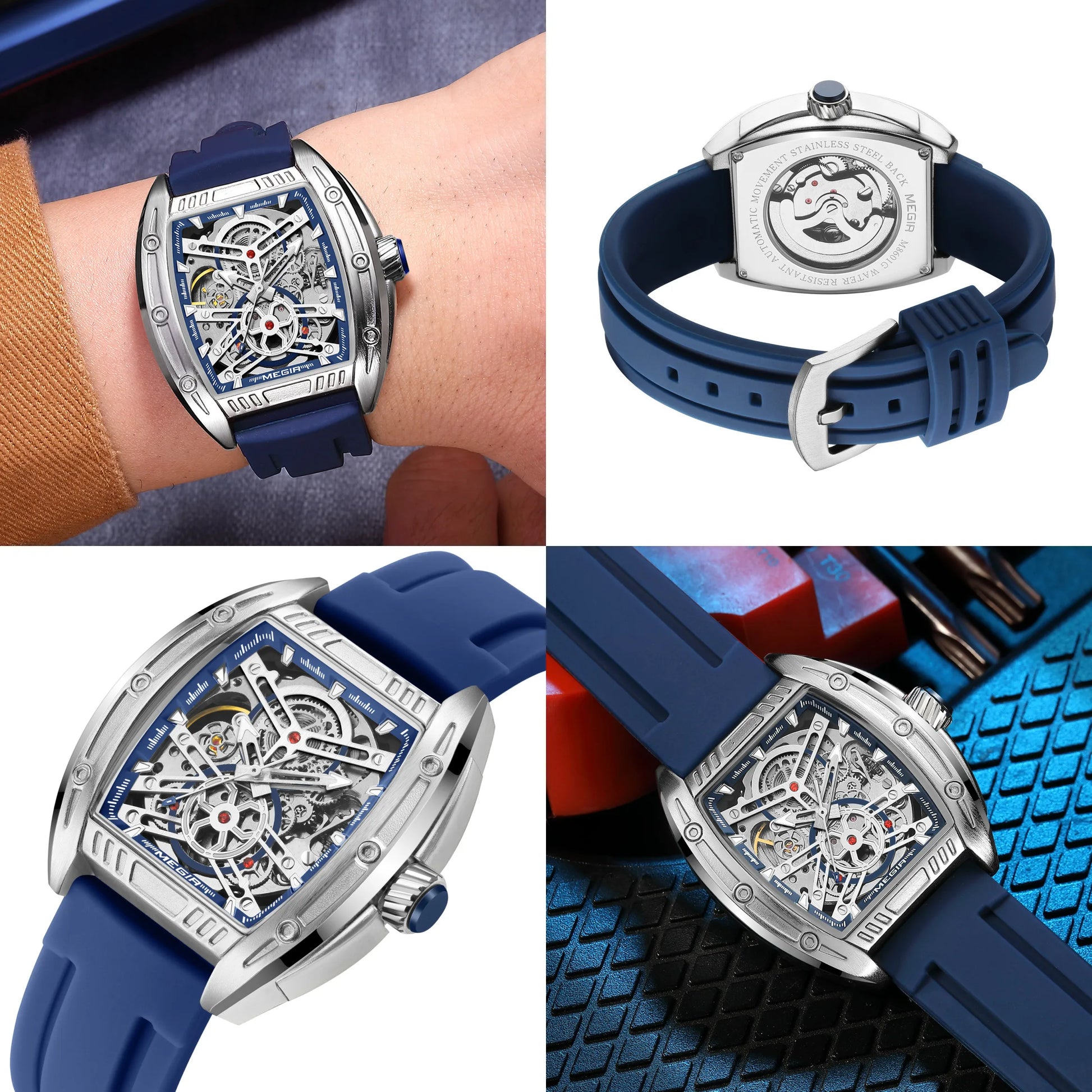 Machronis® – Sport Automatic Mechanical Watch for Men | Big Dial, Luminous, Waterproof, Luxury Silicone Strap
