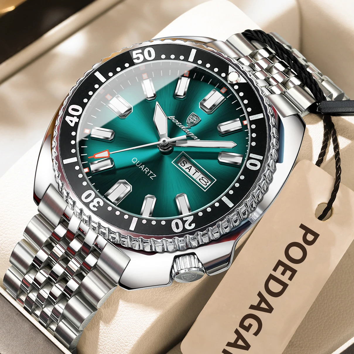 Stelvorn® – Business Sport Quartz Watch for Men | Date & Week Display, Luminous, Waterproof, Stainless Steel