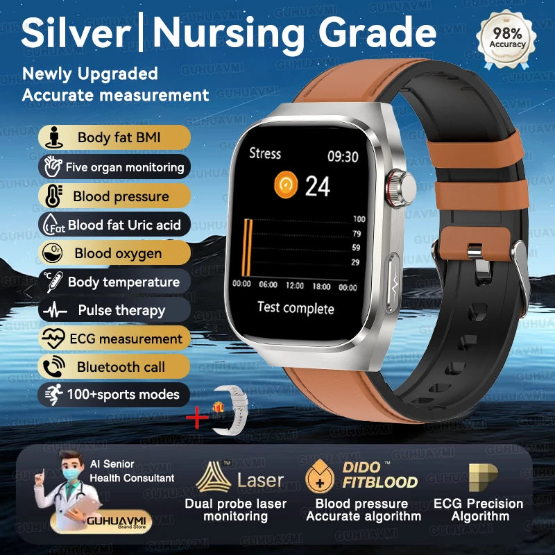Vitelor® – Smart Health Tracker Watch | ECG+PPG, Uric Acid & Body Fat, Laser Therapy, Bluetooth Call