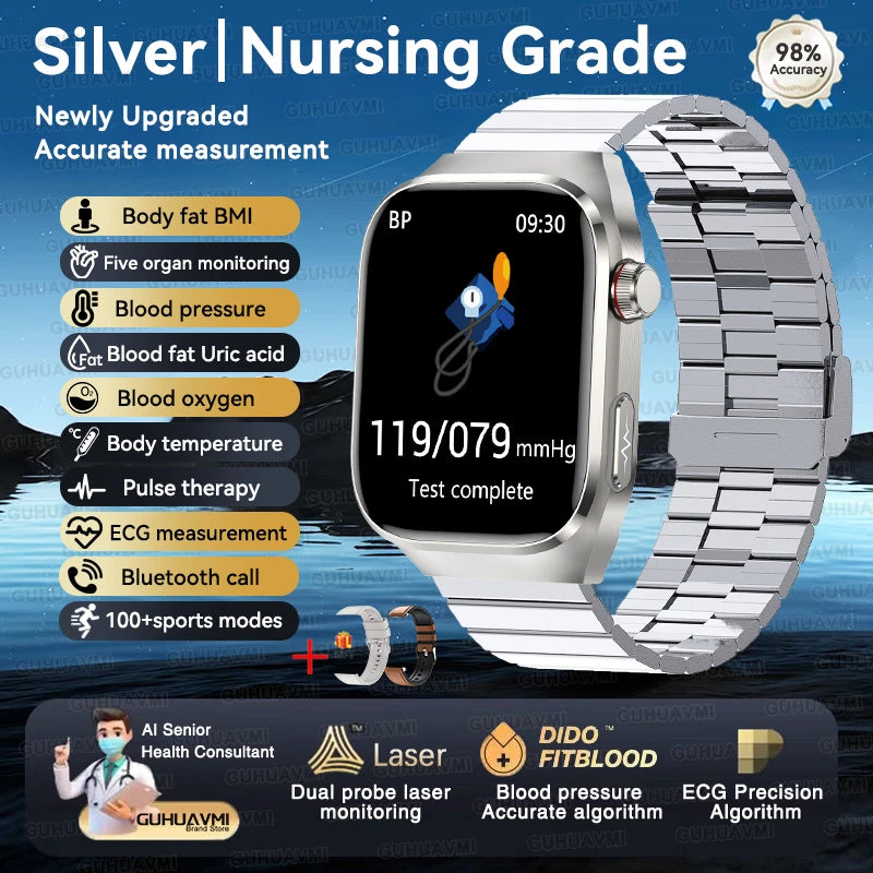 Vitelor® – Smart Health Tracker Watch | ECG+PPG, Uric Acid & Body Fat, Laser Therapy, Bluetooth Call
