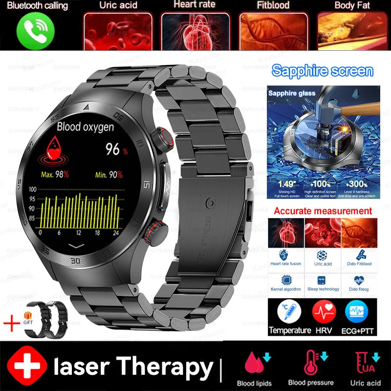 Veltrix® – Corelase X | Biomedical Smartwatch with Uric Acid & Body Fat Tracking, Laser Therapy, ECG+PPG & Bluetooth Calling