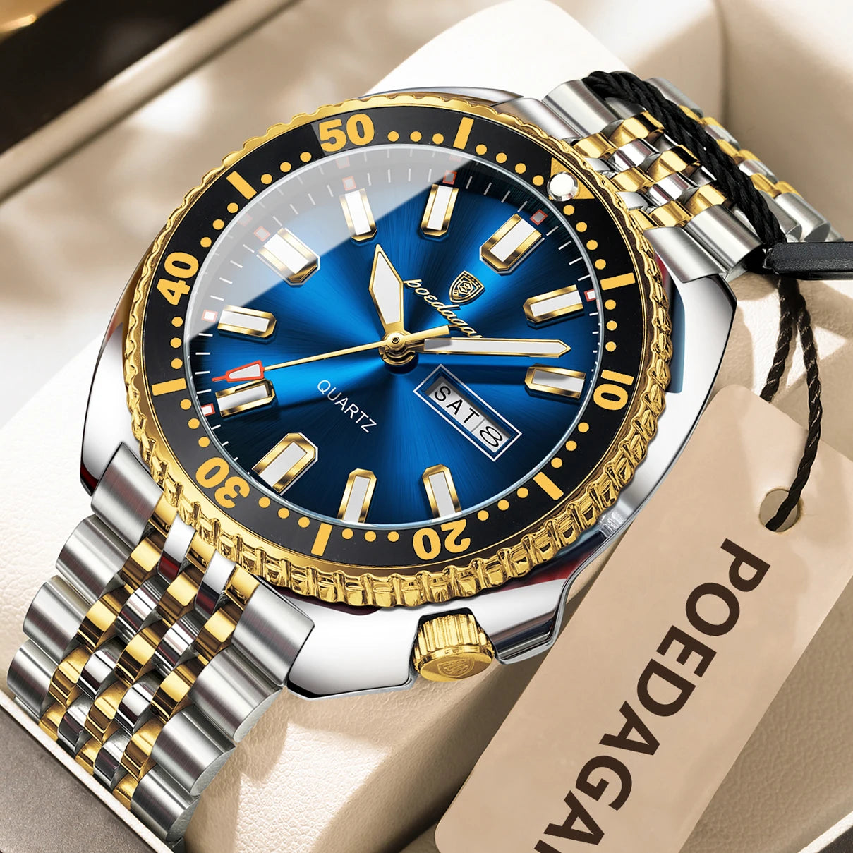 Stelvorn® – Business Sport Quartz Watch for Men | Date & Week Display, Luminous, Waterproof, Stainless Steel