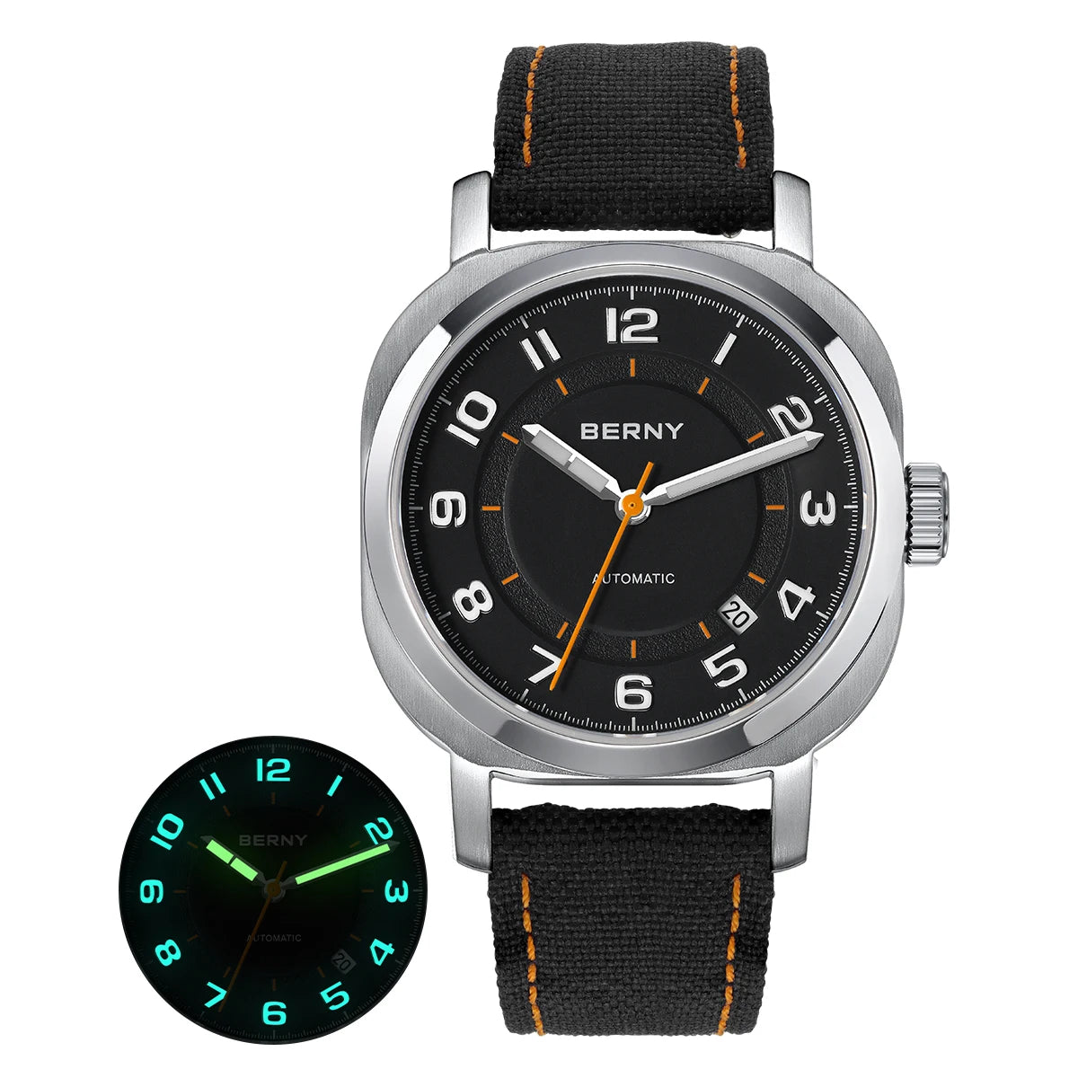 Solienna® – LumiCush 34 | Women's Self-Winding Mechanical Watch with Sapphire Crystal, Cushion Case & Canvas Strap