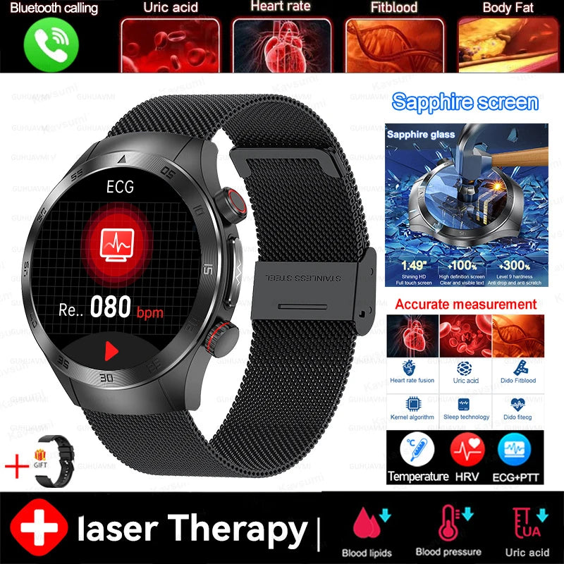 Veltrix® – Corelase X | Biomedical Smartwatch with Uric Acid & Body Fat Tracking, Laser Therapy, ECG+PPG & Bluetooth Calling