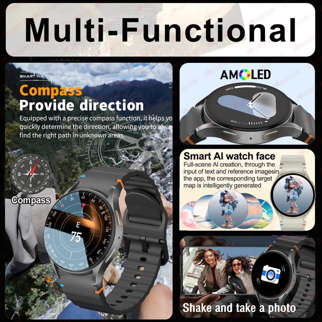 Lumetrix® – Unisex Smartwatch with AMOLED HD | Compass, Heart Rate, Sport & Fitness, Bluetooth Call, Waterproof