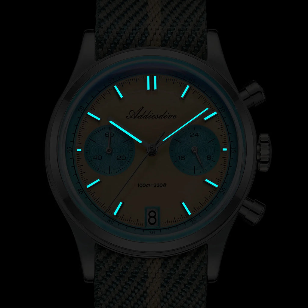 Rhevaron® – Compact Chronograph Quartz Watch for Men | 38MM, VK64 Movement, AR Coated Glass, Waterproof Sport Design
