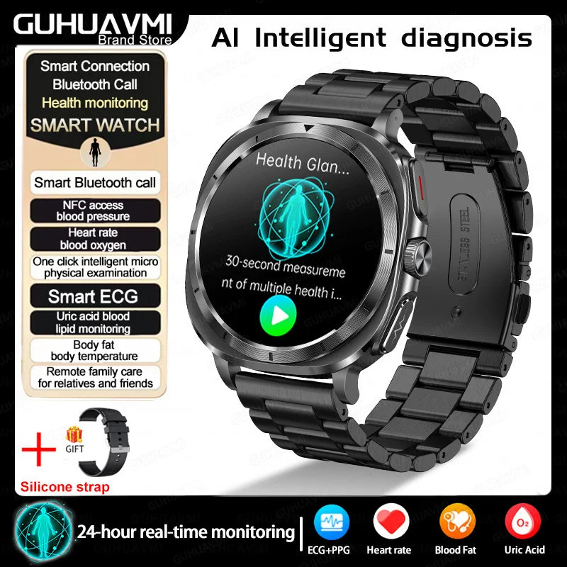 Vitaluxe® – BioCore 7 | Advanced Smartwatch for Blood Fat, Blood Pressure, Body Analysis & ECG+PPG Health Tracking