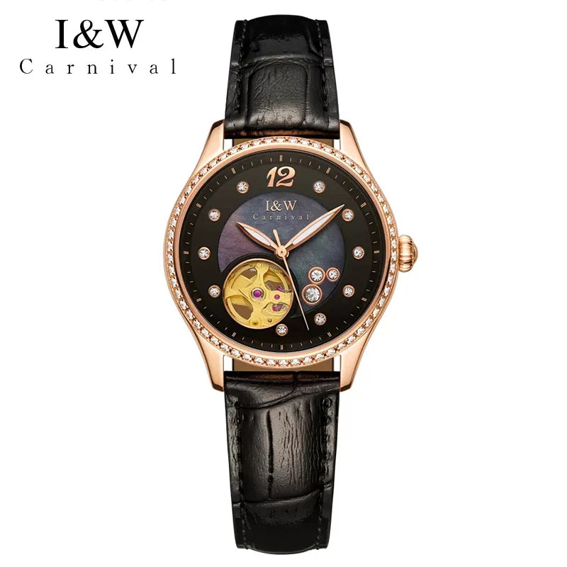 Elisoria® – Skeleton Automatic Watch for Women | MIYOTA Movement, Sapphire Crystal, Leather Strap, Elegant Mechanical Design