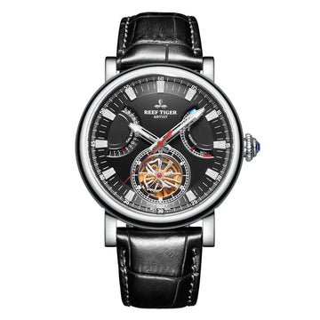 Aurelian® – ChronoTiger | Men’s Skeleton Tourbillon Automatic Watch with Power Reserve, Calendar & Sapphire Crystal