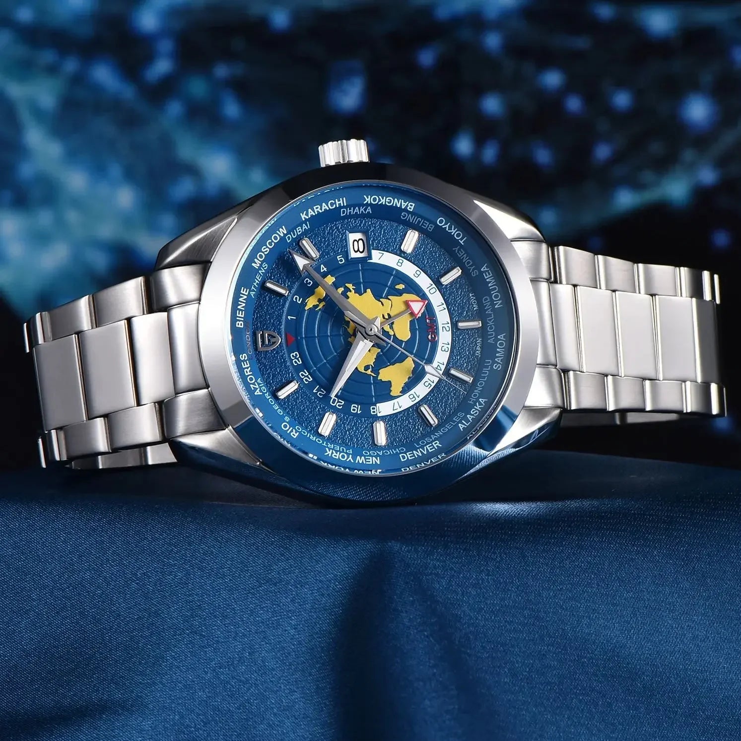 Chronoterra® – World Time GMT Automatic Watch for Men | NH34A Movement, Sapphire Crystal, Mechanical, Waterproof