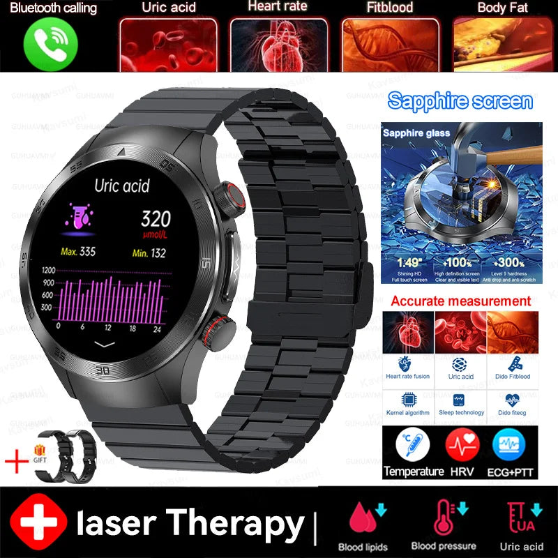 Veltrix® – Corelase X | Biomedical Smartwatch with Uric Acid & Body Fat Tracking, Laser Therapy, ECG+PPG & Bluetooth Calling