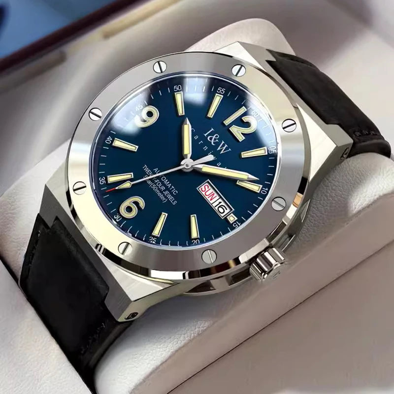 Steelborn® – Men's NH36 Automatic Watch | Date Display, Luminous Dial, Luxury Sport Design, Mechanical Movement