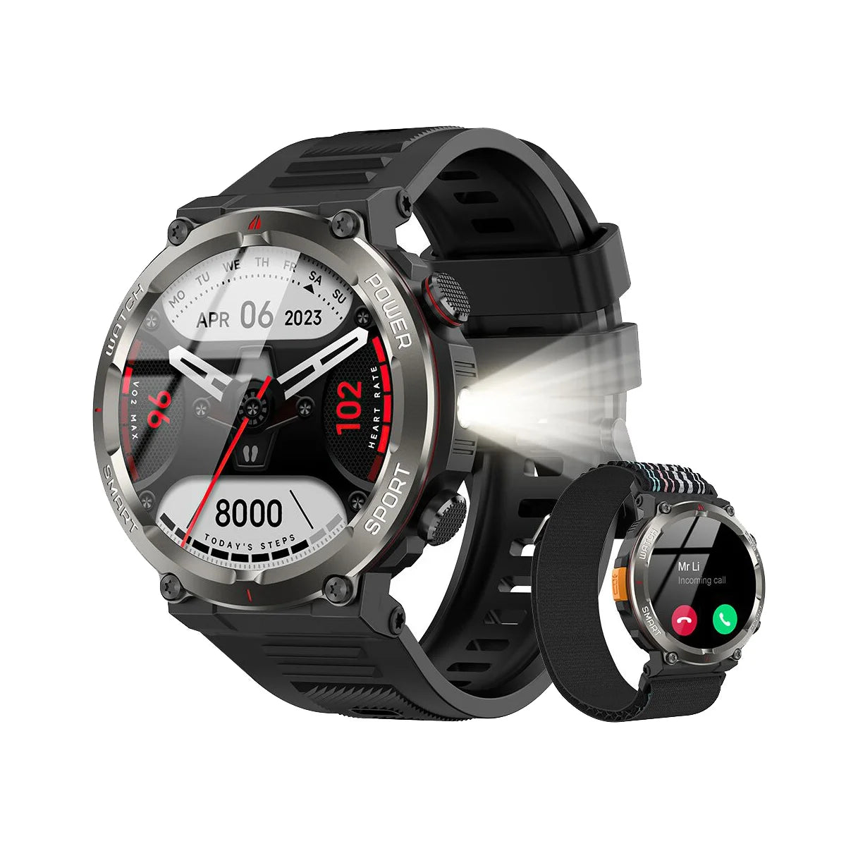 Arcentra® – FlashCore W50 | Sport Smartwatch with 1.45'' HD Display, 960mAh Battery, LED Call Alerts & Health Tracking